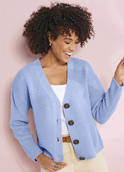 Damart Soft Ribbed Button Cardigan